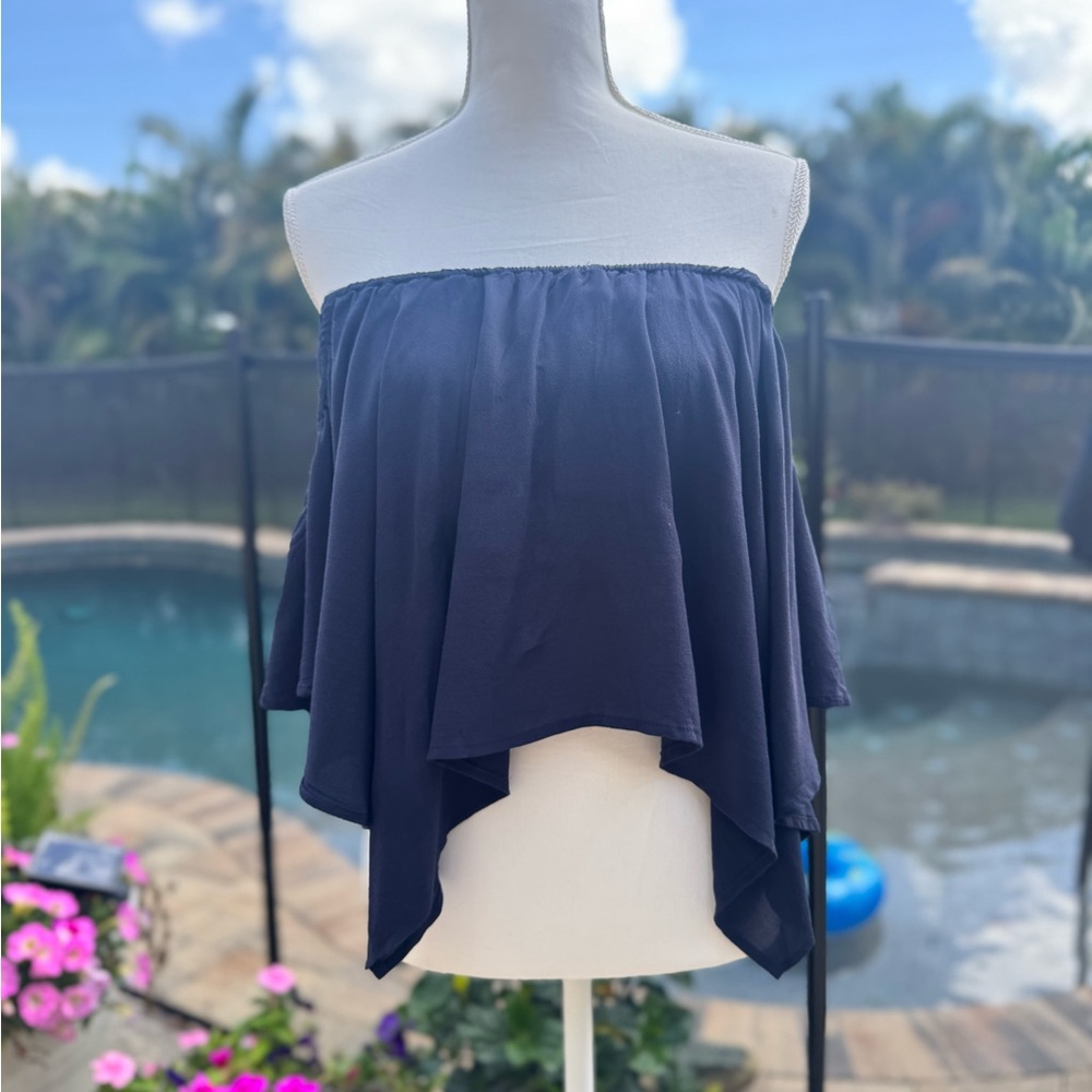 Off-Shoulder Navy Blue Top